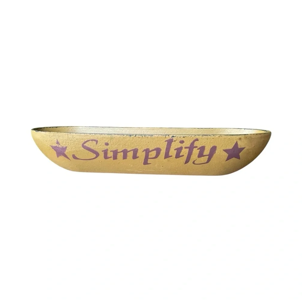 Primitive Wooden Bowls 3 PCs Faith Simplify Believe Family Rustic Country 11